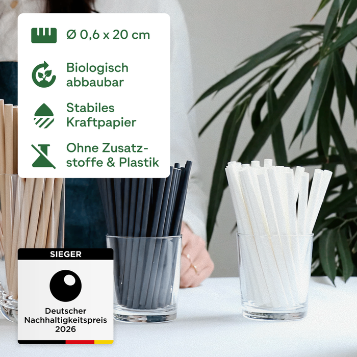 Papier-Strohhalme, weiß, Ø 0,6 x 20 cm