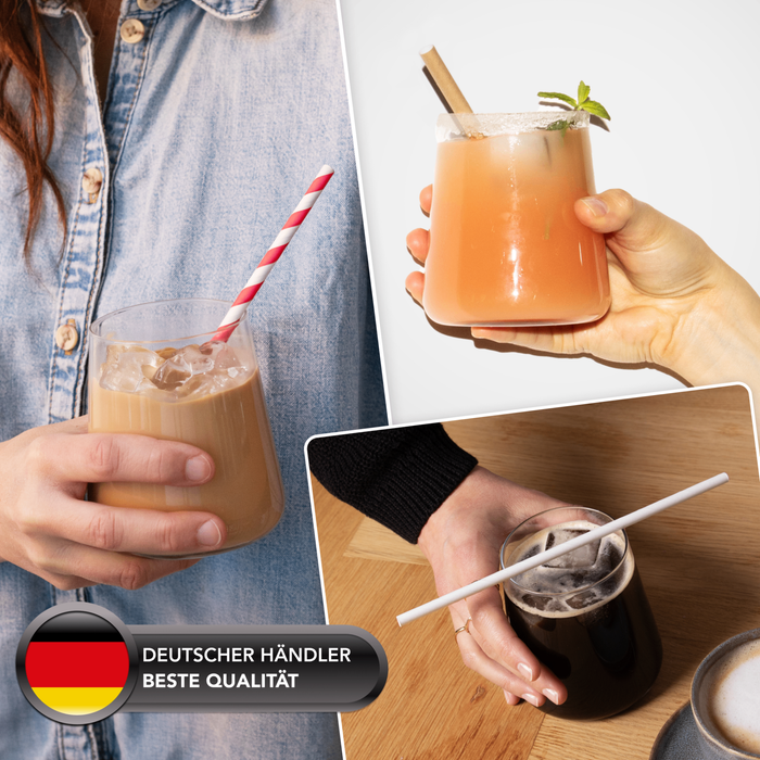 Papier-Strohhalme, schwarz, Ø 0,8 x 20 cm