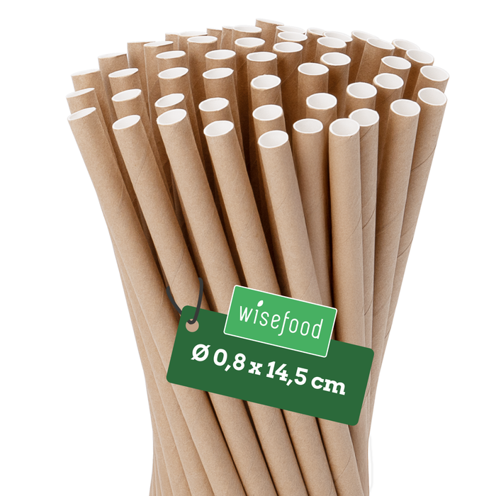 Papier-Strohhalme, braun, Ø 0,8 x 14,5 cm — Wisefood