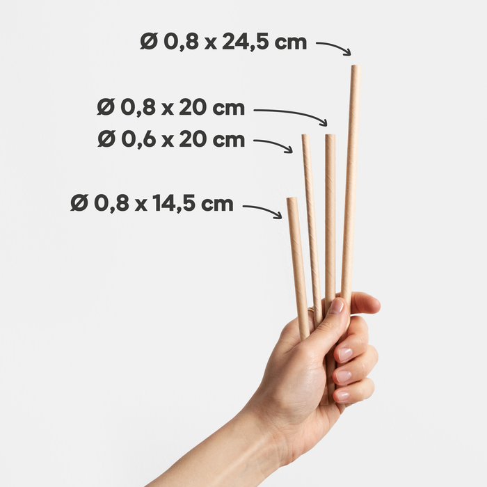 Papier-Strohhalme, braun, Ø 0,8 x 14,5 cm