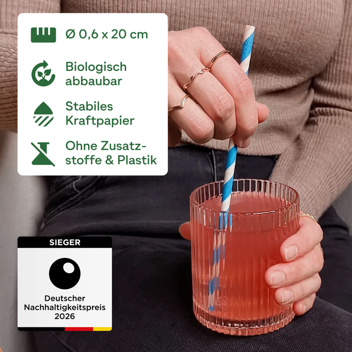 Papier-Strohhalme, bunt, Ø 0,6 x 20 cm