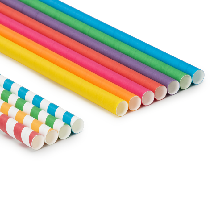 Papier-Strohhalm für Milchshakes, bunt, gestreift, Ø 1,2 x 24,5 cm