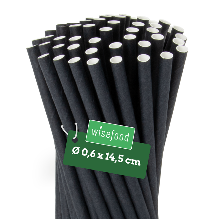 Papier-Strohhalme, schwarz, Ø 0,6 x 14,5 cm