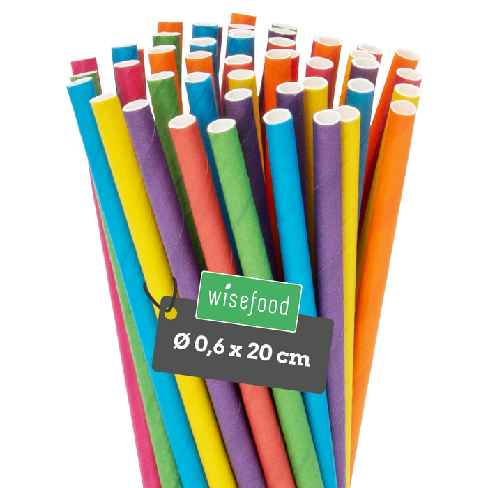 Papier-Strohhalme, bunt, Ø 0,6 x 20 cm