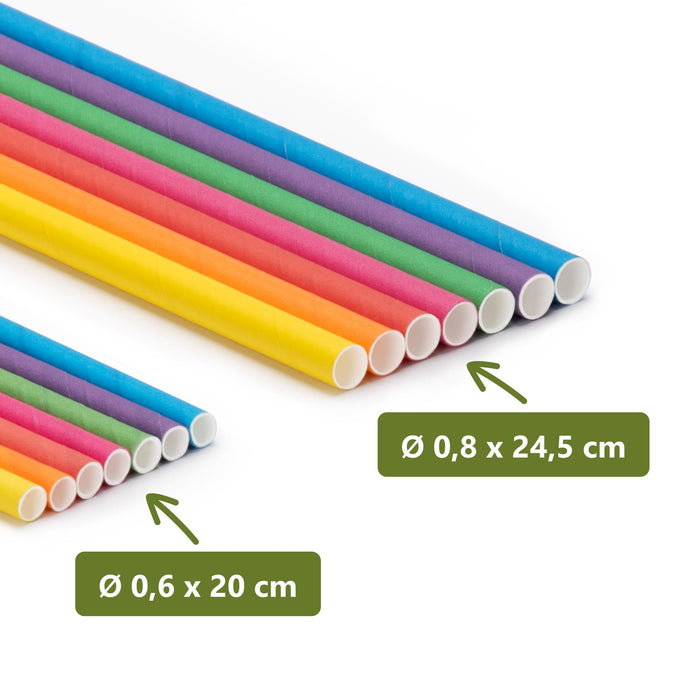 Papier-Strohhalme, bunt, Ø 0,6 x 20 cm