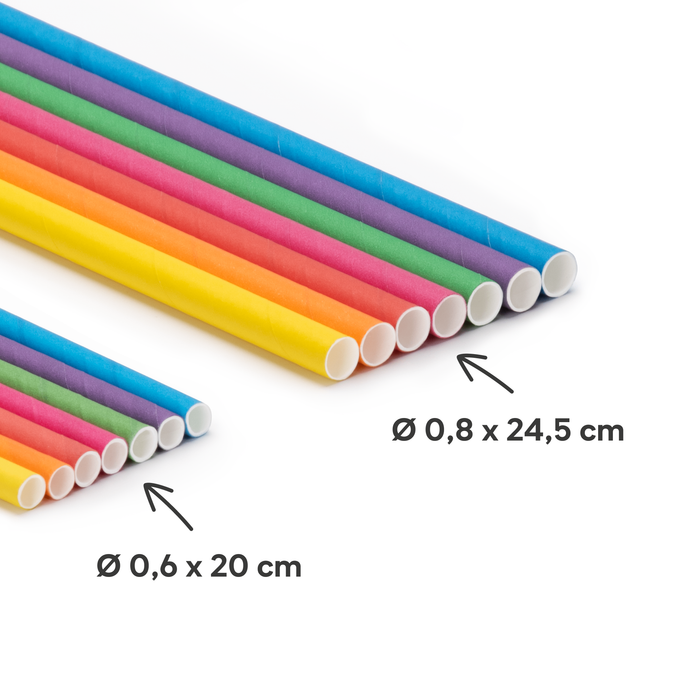 Papier-Strohhalme, bunt, Ø 0,6 x 20 cm