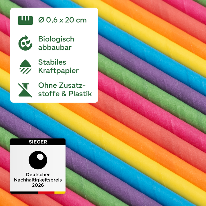 Papier-Strohhalme, bunt, Ø 0,6 x 20 cm