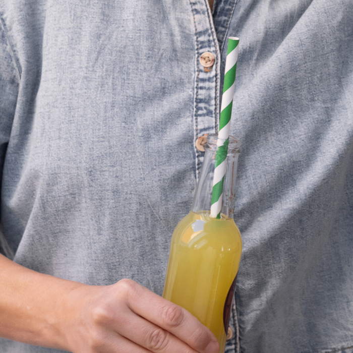 Papier-Strohhalme, bunt, gestreift, Ø 0,8 x 24,5 cm