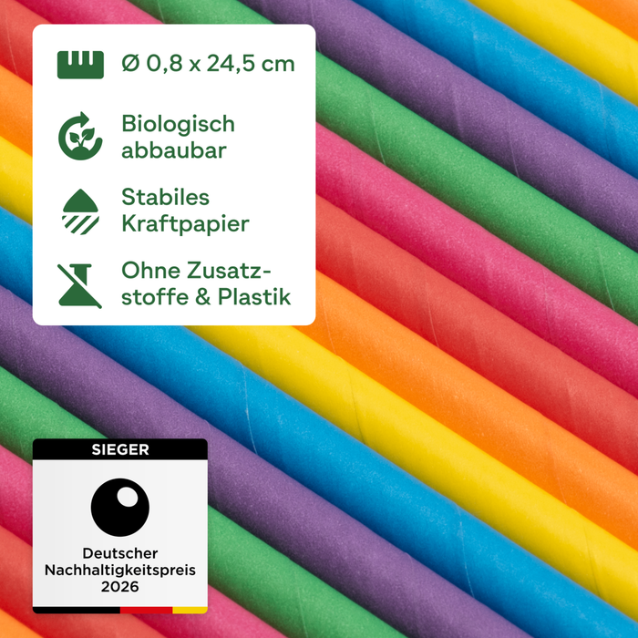 Papier-Strohhalme, bunt, Ø 0,8 x 24,5 cm