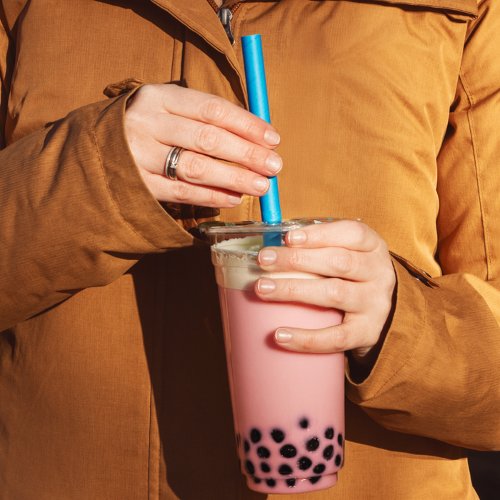 Paper straws for bubble tea, colorful, bevel-cut, Ø 1.2 x 24.5 cm
