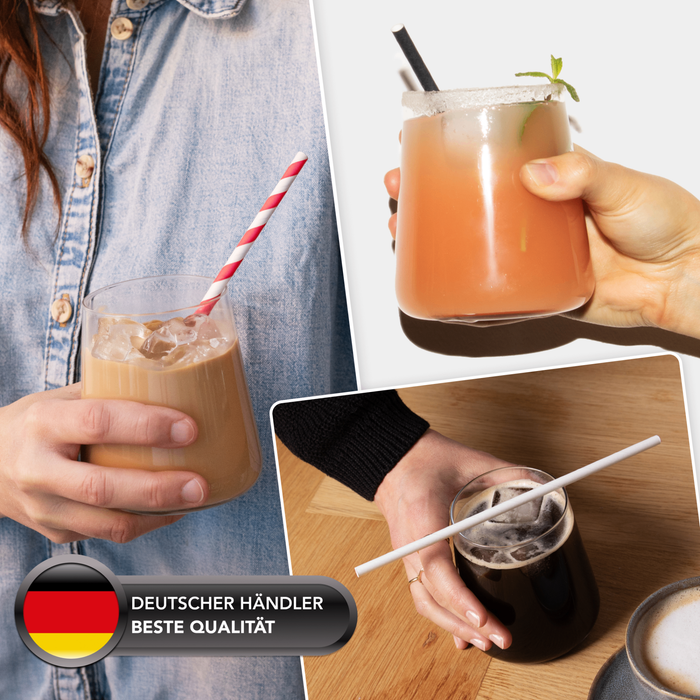 Paper straws for bubble tea, colorful, bevel-cut, Ø 1.2 x 24.5 cm
