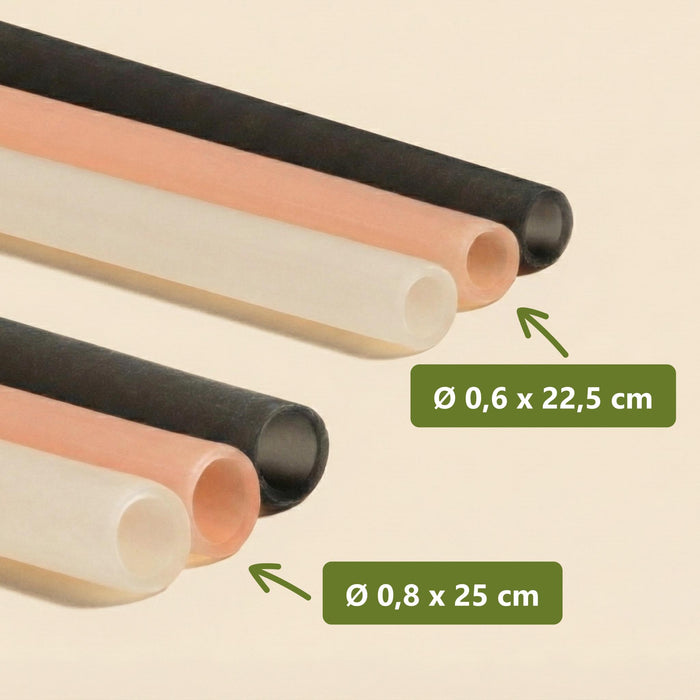 Pailles de riz comestibles, blanches, Ø 0,8 x 25 cm