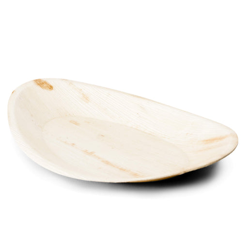 Einweg-Schale aus Palmblatt, 400 ml, eierförmig, oval, 27 x 17 x 2,5 cm, beige
