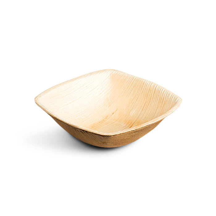 Einwegschale aus Palmblatt, quadratischer Rand, 9 x 9 x 3 cm, 75 ml, beige