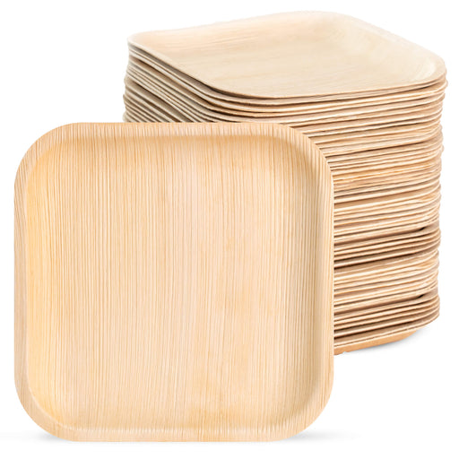 Einweg-Teller aus Palmblatt, quadratisch, 18 x 18 cm, beige, stapelbar