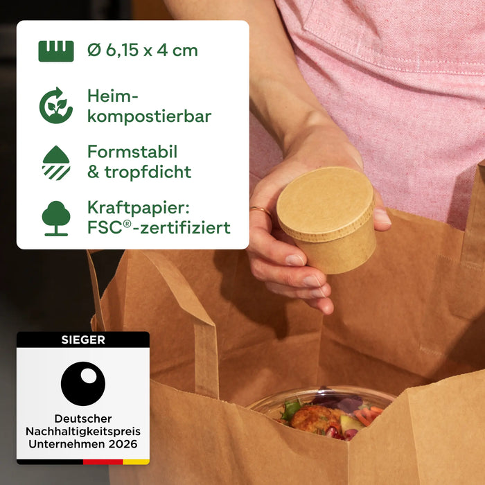 Organic Dip Bowl, 40 ml, Paper, FSC®-Certified, Home Compostable, Brown, Ø 6.15 x 4 cm