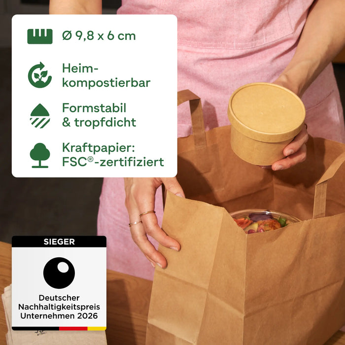 Organic Take-Away Cup, 200 ml, Paper, FSC®-Certified, Home-Compostable, Brown, Ø 9.8 x 6 cm