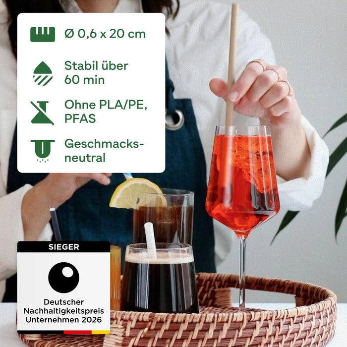 Papier-Strohhalme, braun, einzeln verpackt, Ø 0,6 x 20 cm