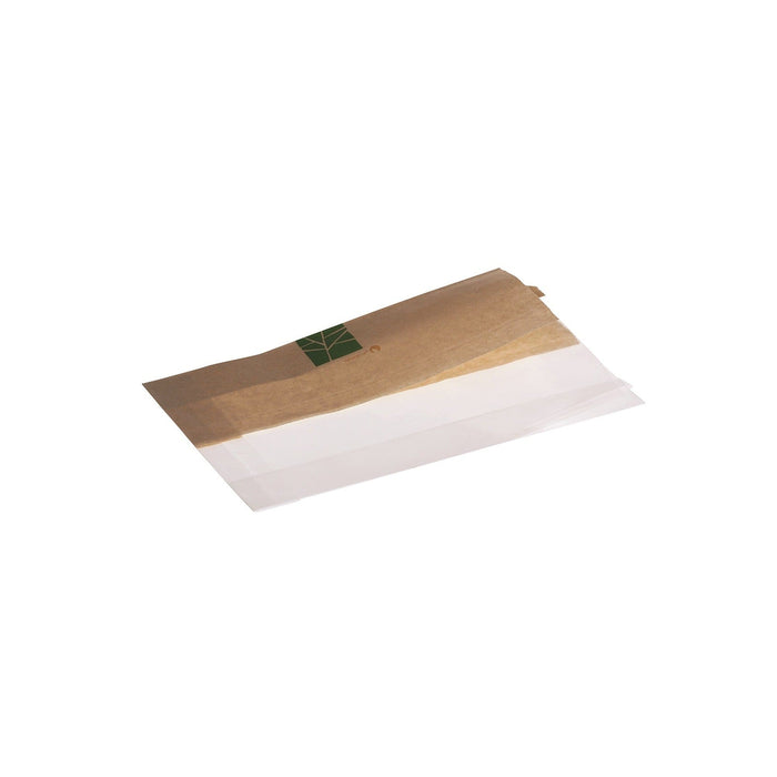 Sandwich bag 1/2 paper, 1/2 PLA - 140+2x30x230mm