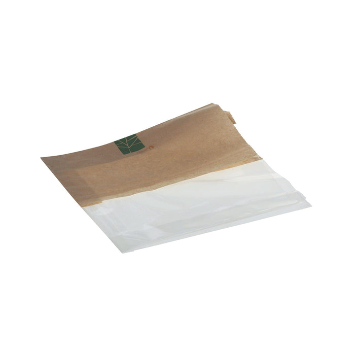 Sandwich bag 1/2 paper, 1/2 PLA - 210+2x35x230mm