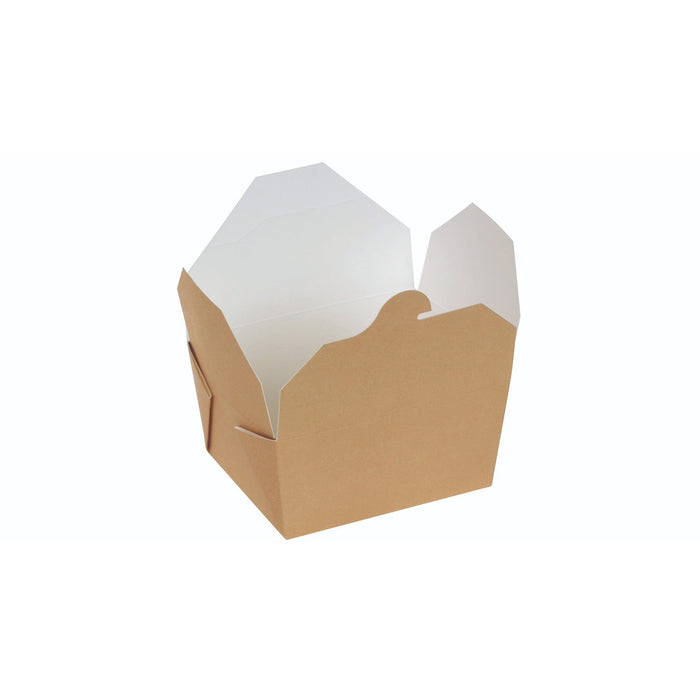 Take away carton box brown/white with PLA coating - 125/110x112/90x65mm - 780ml