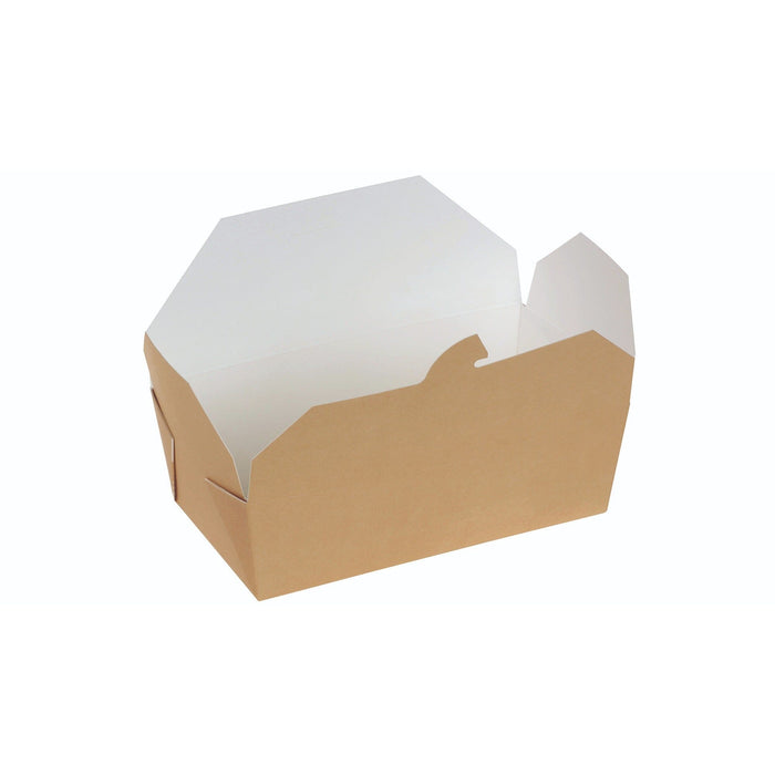 Take away carton box brown/white with PLA coating - 168/152x132/120x65mm - 1300ml