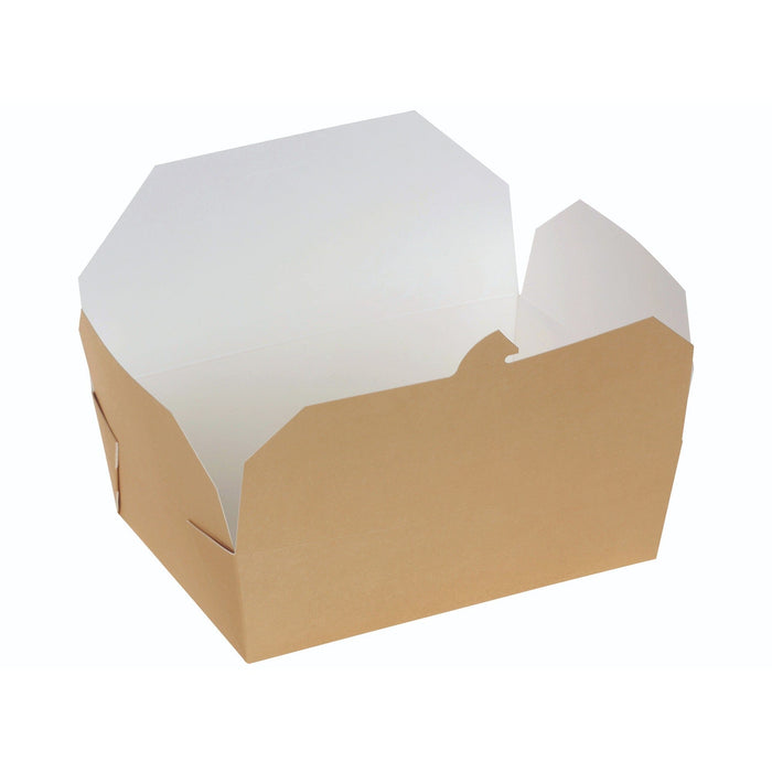 Take away carton box brown/white with PLA coating - 215/200x155/140x65mm - 2000ml