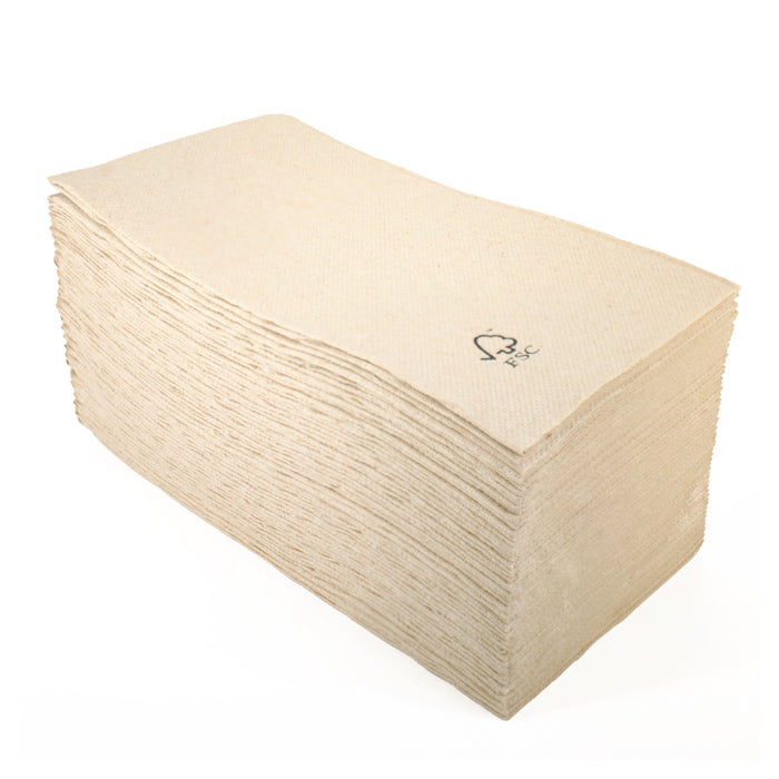 Papírové ubrousky - obdélníkové hnědé 20 x 10 cm 2-vrstvé 1/8 přeložené