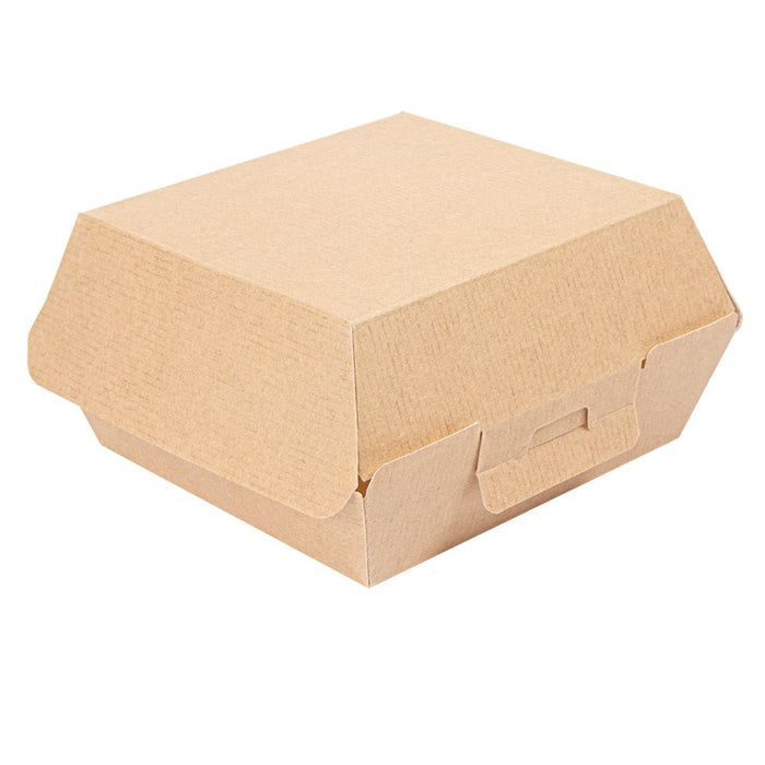 Caja de papel para hamburguesas - marrón 13 x 12,5 x 6,2 cm