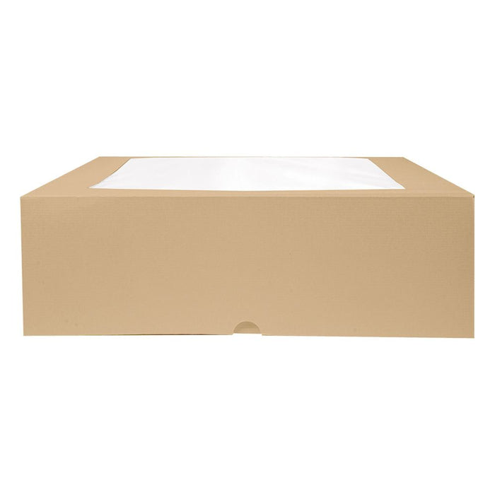 Papier Tortenkarton mit Sichtfenster - braun 32 x 32 x 10 cm