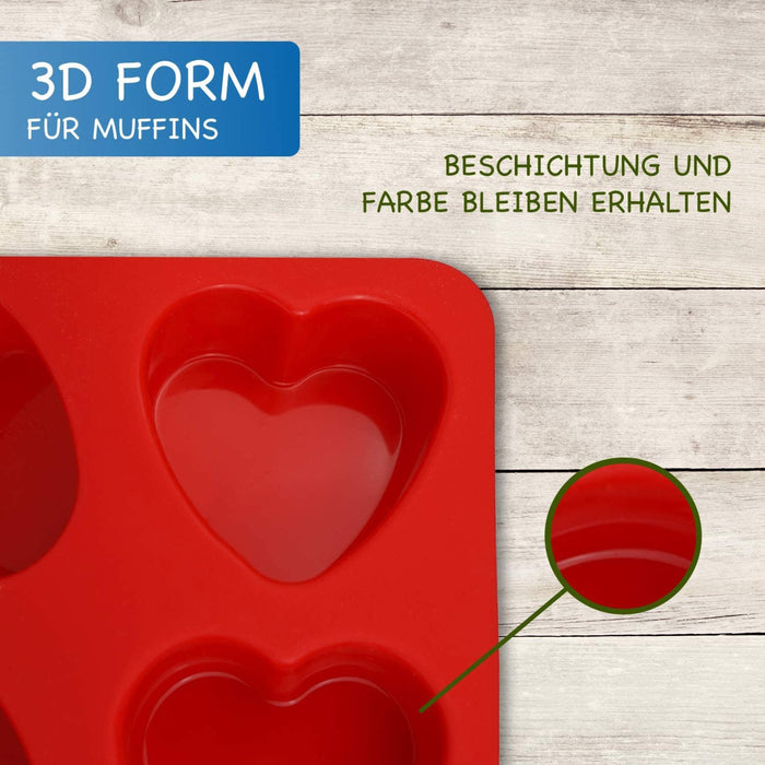 Silikonform Herzen - rot 27 x 19 x 4cm - Silikon Form Backen, Seife & mehr - Backform