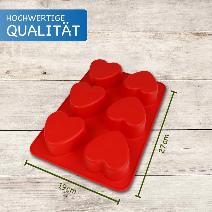 Silicone mold hearts - red 27x28.5x3.5cm - 1 mould