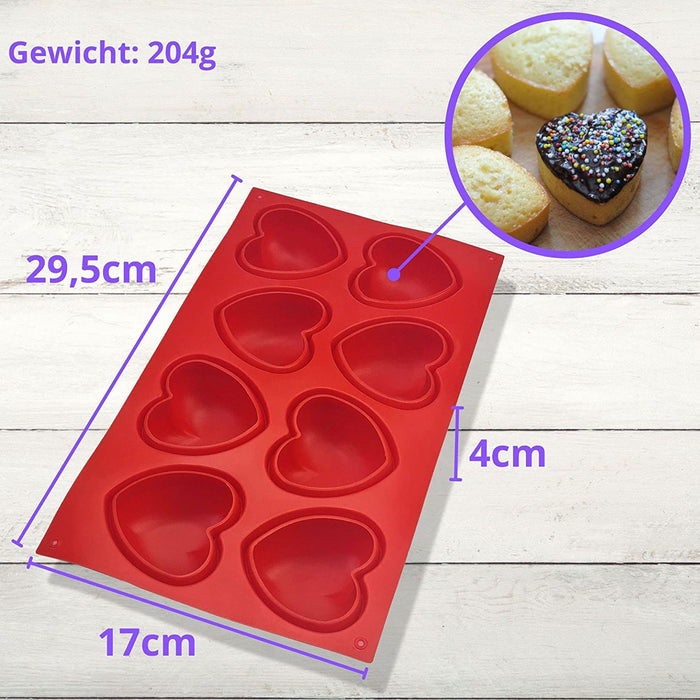 Silicone mold hearts large - red 29.5x17x4cm- 1 mould