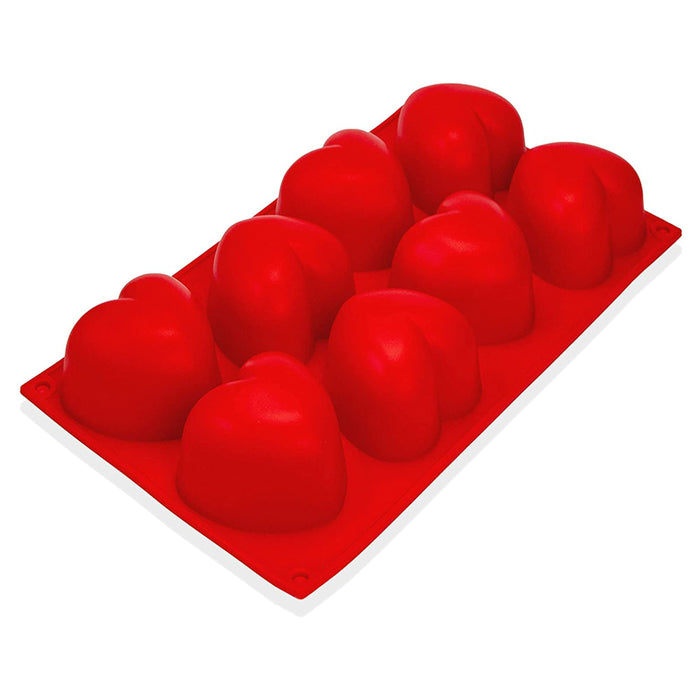 Silikonform Herzen groß - rot 29,5x17x4cm- 1 Form - Silikon Form Backen, Seife & mehr - Backform