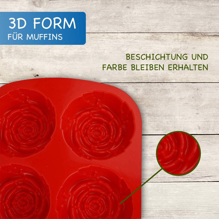 Silikonform Rosen - rot 24,5x16x3,5cm - 1 Form - Silikon Form Backen, Seife & mehr - Backform