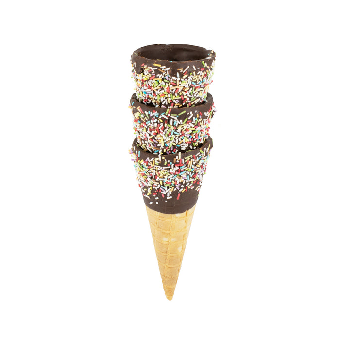 Sweet bag with cocoa-based icing and colorful sugar sprinkles Ø 52mm