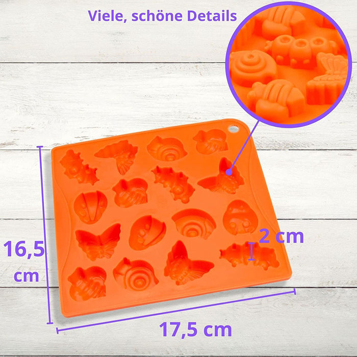 Molde de silicona Insectos - naranja 18x17x2cm