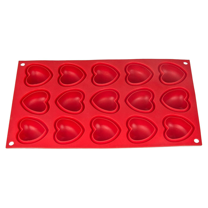 Silicone mold hearts - red 29x17.5x3cm - 1 mold