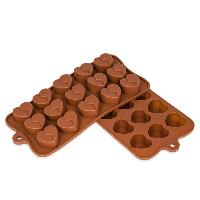 Silicone mold hearts - brown 21x10.5x2cm