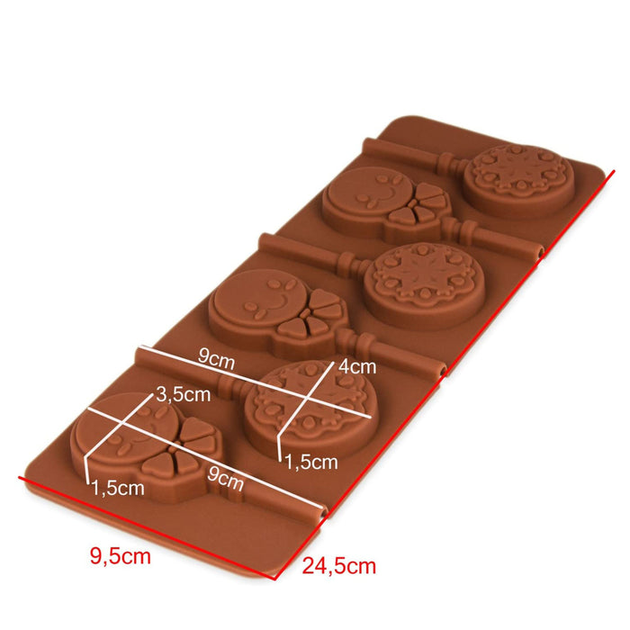 Silicone mold (lollipop) stars + man with bow tie - brown 24.5x9.5x1.5cm