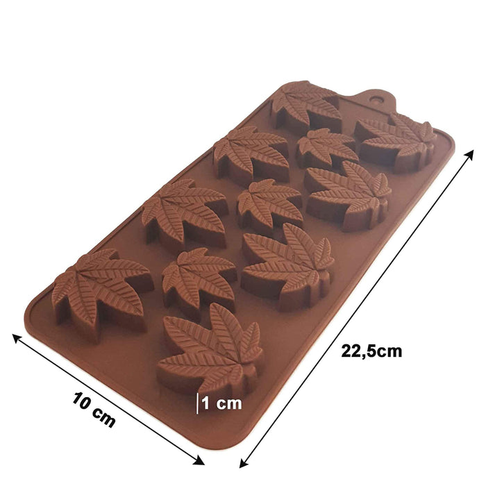 Silicone mold hemp leaf - brown 22.5x10x1cm