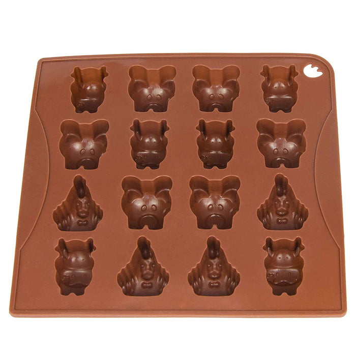 Silicone mold animals - brown 18x16.5x2cm