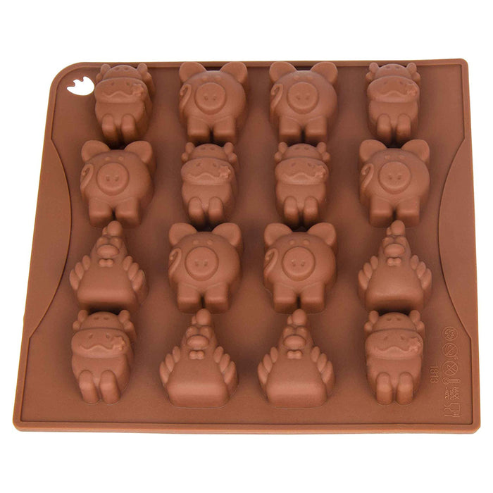 Silicone mold animals - brown 18x16.5x2cm