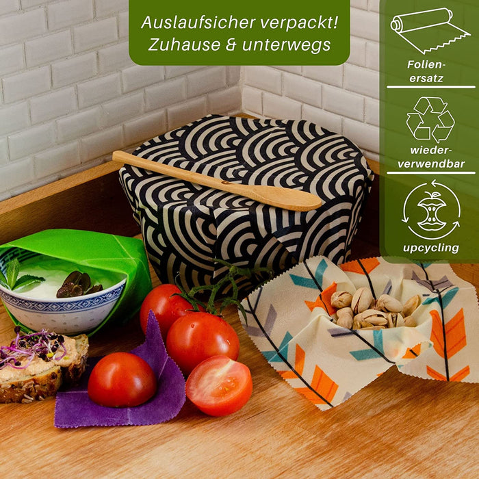 Vegane Wachstücher mit Knöpfen und veganer Waxbar - 8er Set