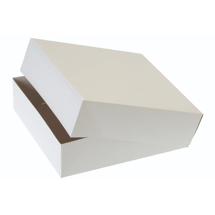 Cake box - 28x28x8cm - white neutral