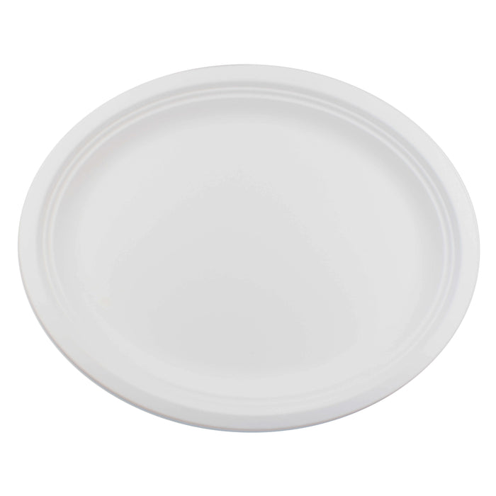 Bagasse plate - 26 cm (oval , white)