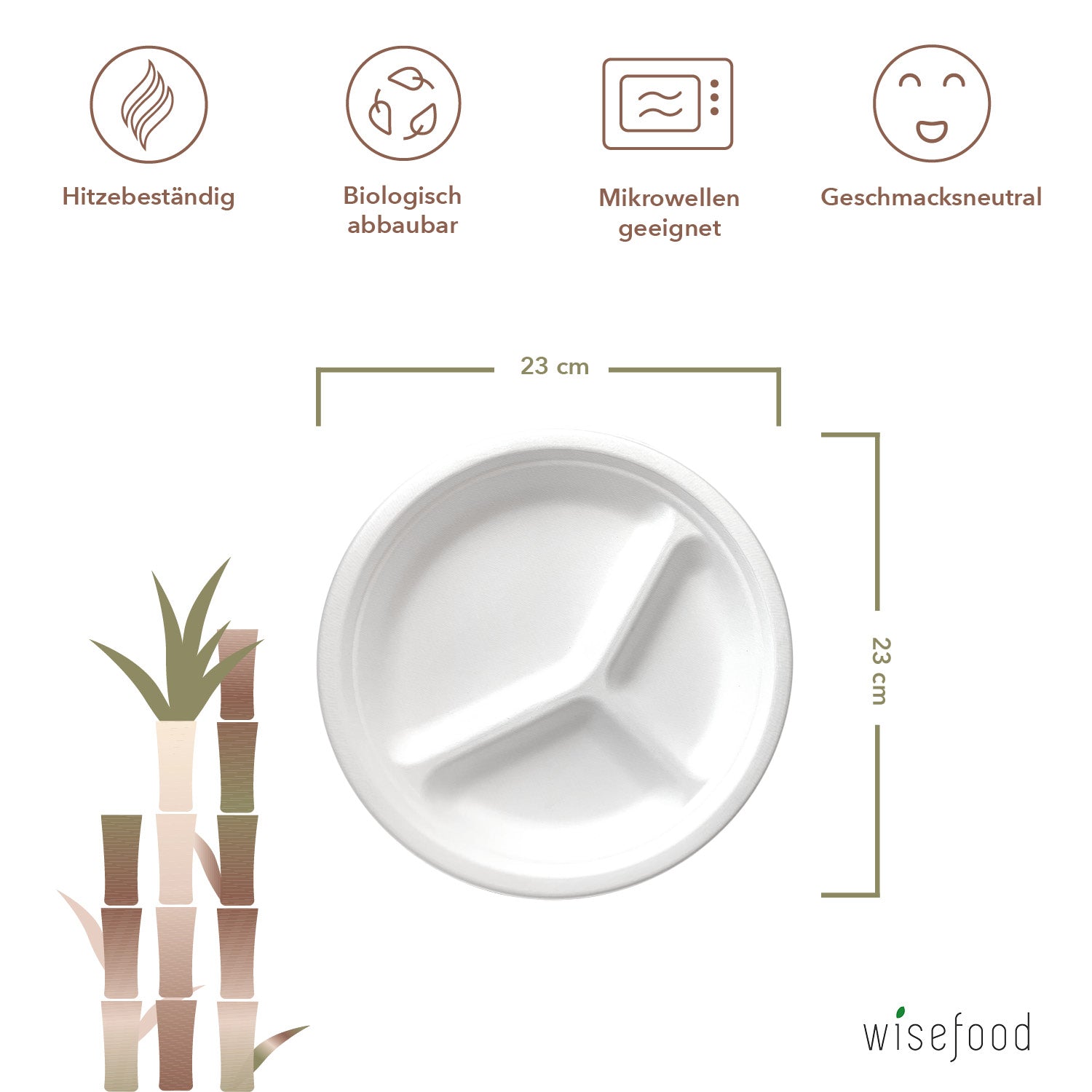 Bagasse-Teller aus Zuckerrohr  Wisefood
