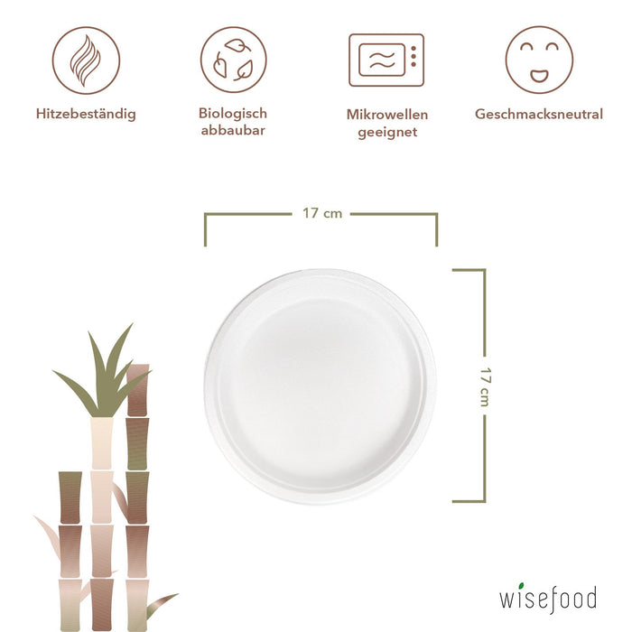 Bagasse plate - 17 cm (round, white)