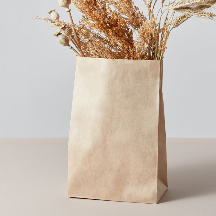 Paper block bottom bag - brown 18 x 13 x 30 cm