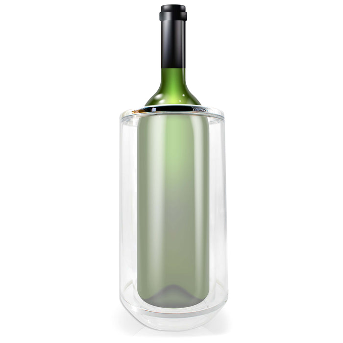 Flaschenkühler aus Kunststoff mit silbernem Rand